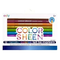 Ooly Color Sheen Metallic Colored Felt Tip Markers - Set of 12 Clearance