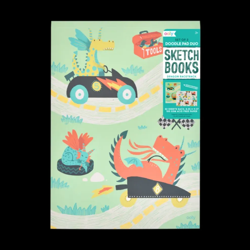 Ooly Doodle Pad Duo Dragon Racetrack (set of 2) New