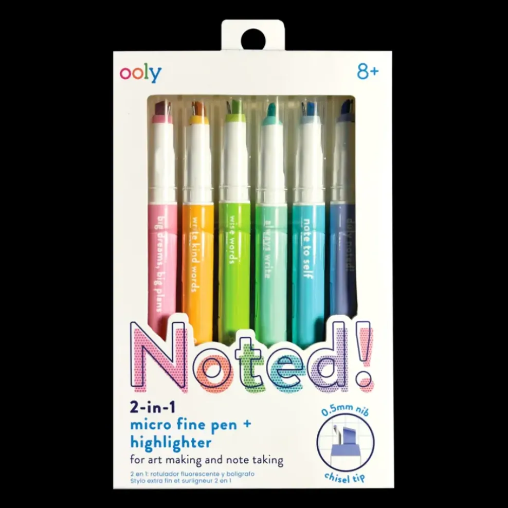 Ooly Noted! 2-in-1 Micro Fine Tip Pen and Highlighters - Set of 6 Outlet