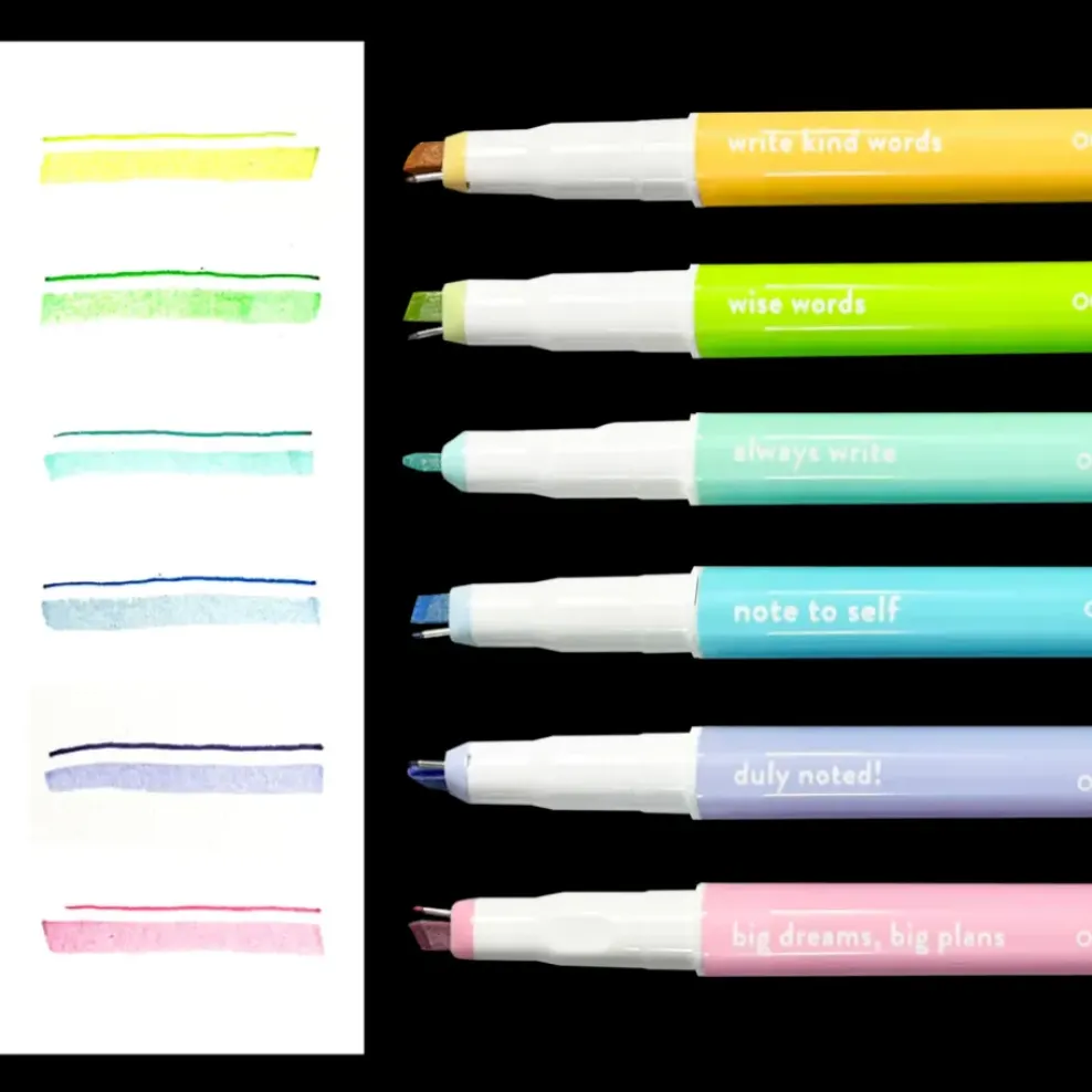 Ooly Noted! 2-in-1 Micro Fine Tip Pen and Highlighters - Set of 6 Outlet