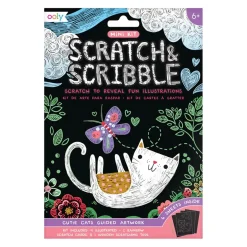 Ooly Scratch & Scribble Mini Scratch Art Kit - Cutie Cats Fashion