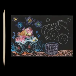Ooly Scratch & Scribble Mini Scratch Art Kit - Monster Truck Hot