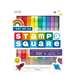 Ooly Stamp-A-Square Double Ended Markers - Set of 12 New