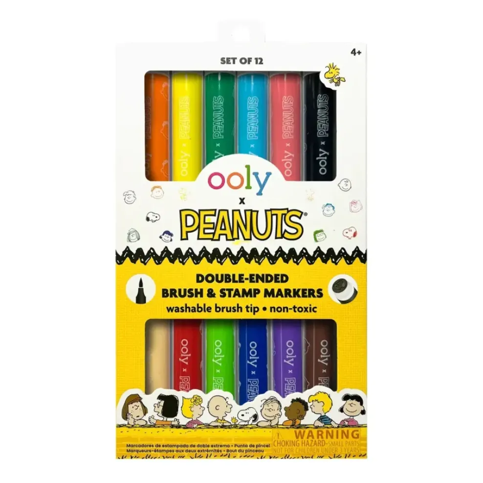 Ooly ® x Peanuts®: Double-Ended Brush & Stamp Markers (Set of 6) Fashion
