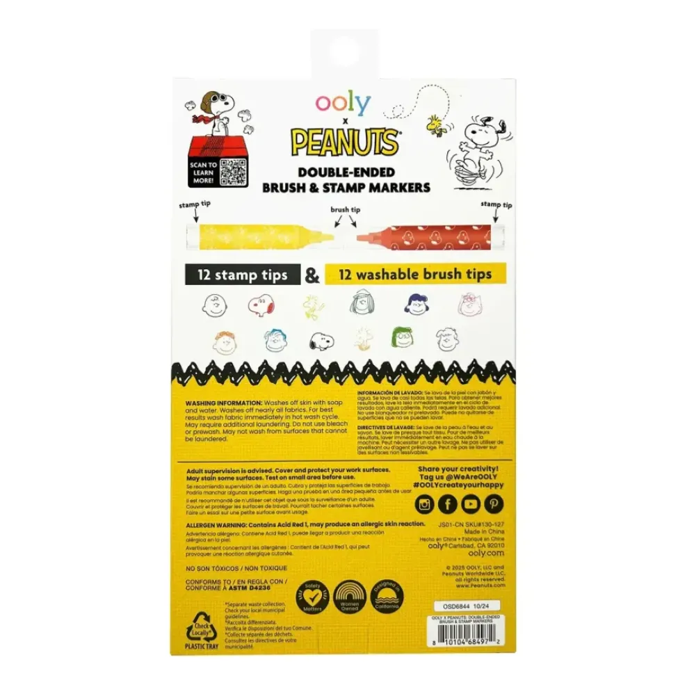 Ooly ® x Peanuts®: Double-Ended Brush & Stamp Markers (Set of 6) Fashion