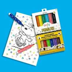 Ooly ® x Peanuts®: Double-Ended Brush & Stamp Markers (Set of 6) Fashion