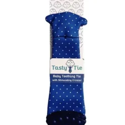 Tasty Tie ® Baby Teething Tie & Crinkle Toy! - Navy Polkadot Outlet