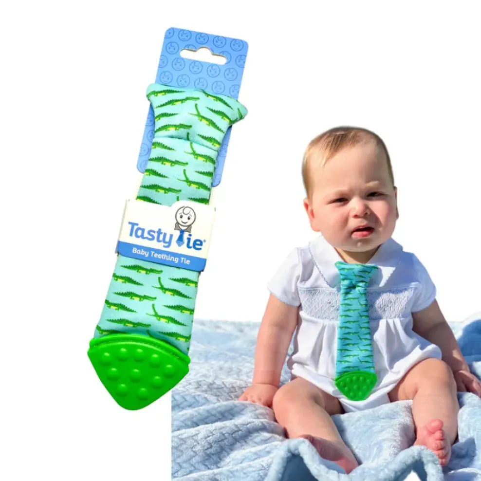 Tasty Tie ® Baby Teething Tie & Crinkle Toy! - Gator Clearance
