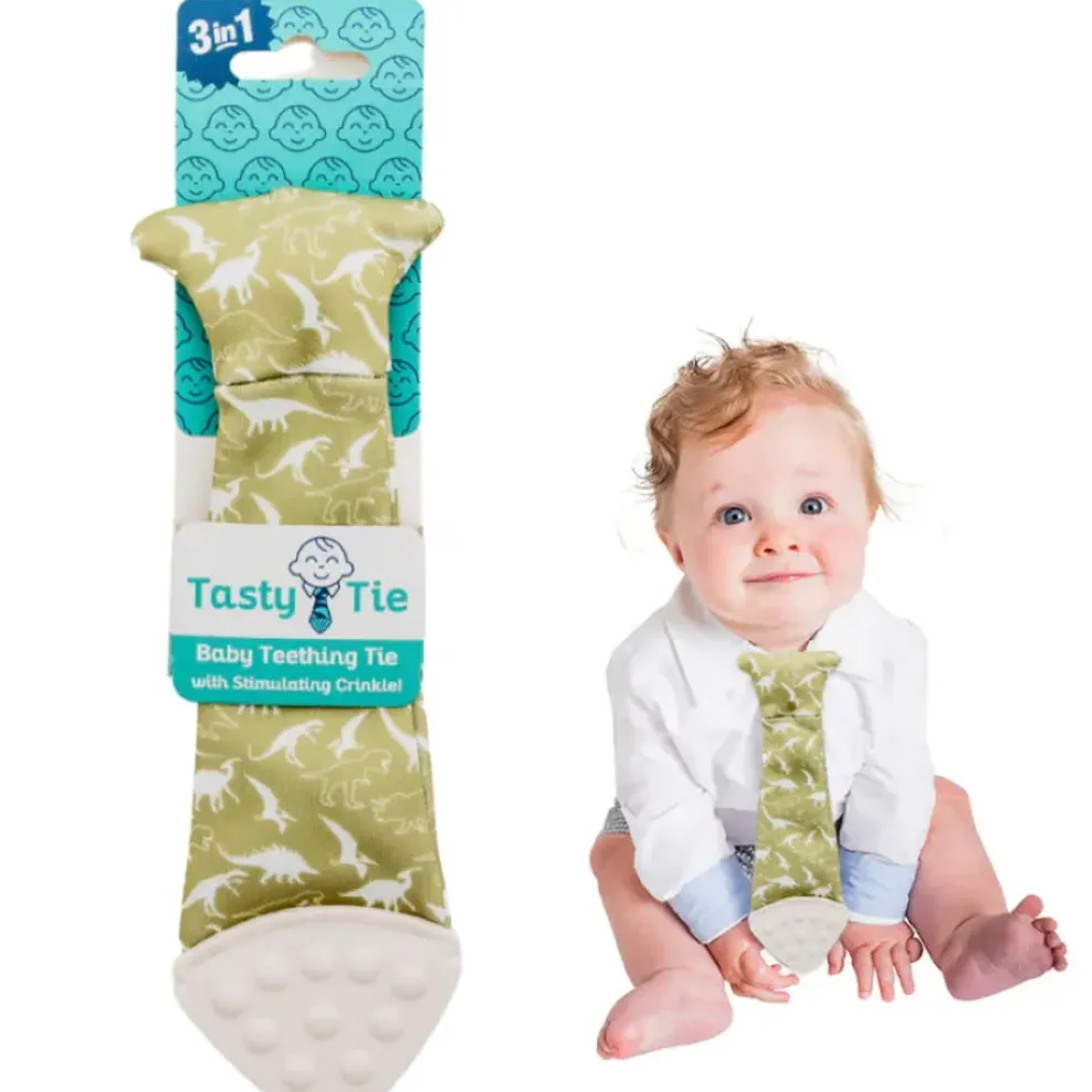 Tasty Tie ® Baby Teething Tie & Crinkle Toy! - Dino New
